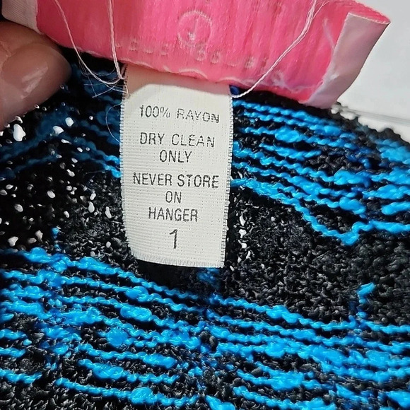 Vintage French Rags Hand Loomed Knit Sweater & Skirt Set Black Blue Fringe Size - Picture 5 of 13